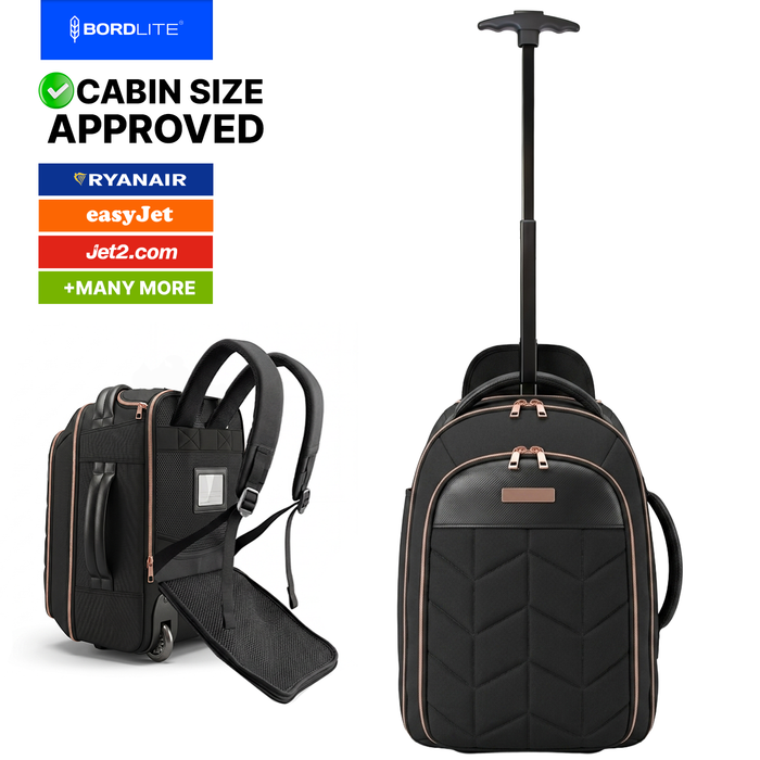 Bordlite Ryanair Cabin Approved Wheeled Backpack 40x25x20cm - 2 in 1 Wheeled Holdall + Backpack - 20L