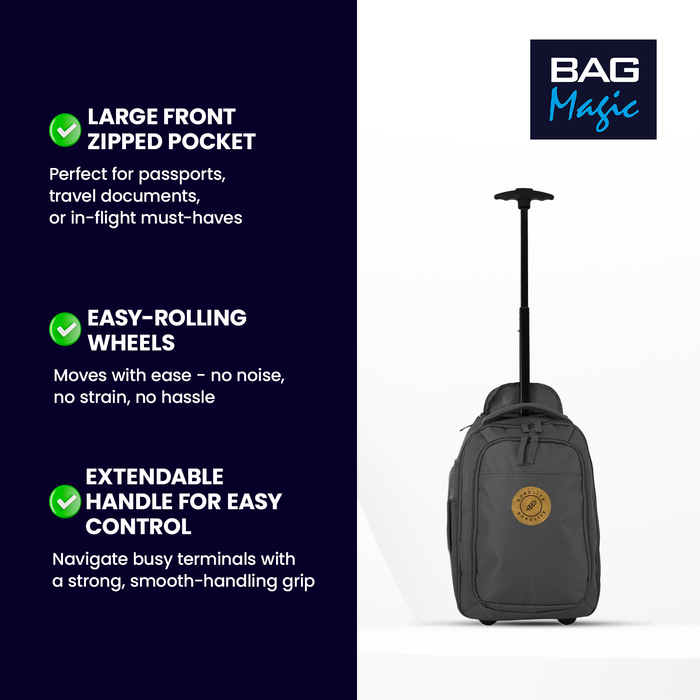 Bordlite Ryanair Cabin Approved Wheeled Backpack 40x25x20cm – 2 in 1 Wheeled Holdall + Backpack - 20L