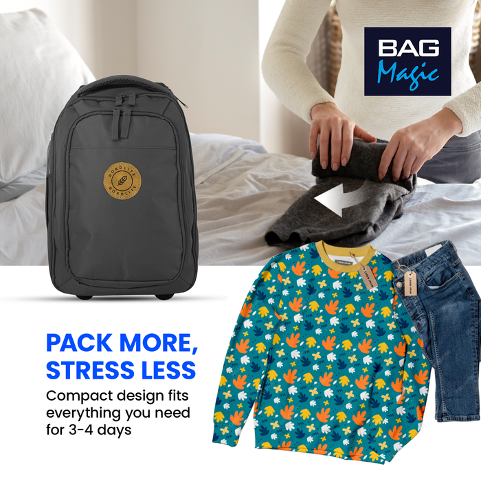 Bordlite Ryanair Cabin Approved Wheeled Backpack 40x25x20cm – 2 in 1 Wheeled Holdall + Backpack - 20L