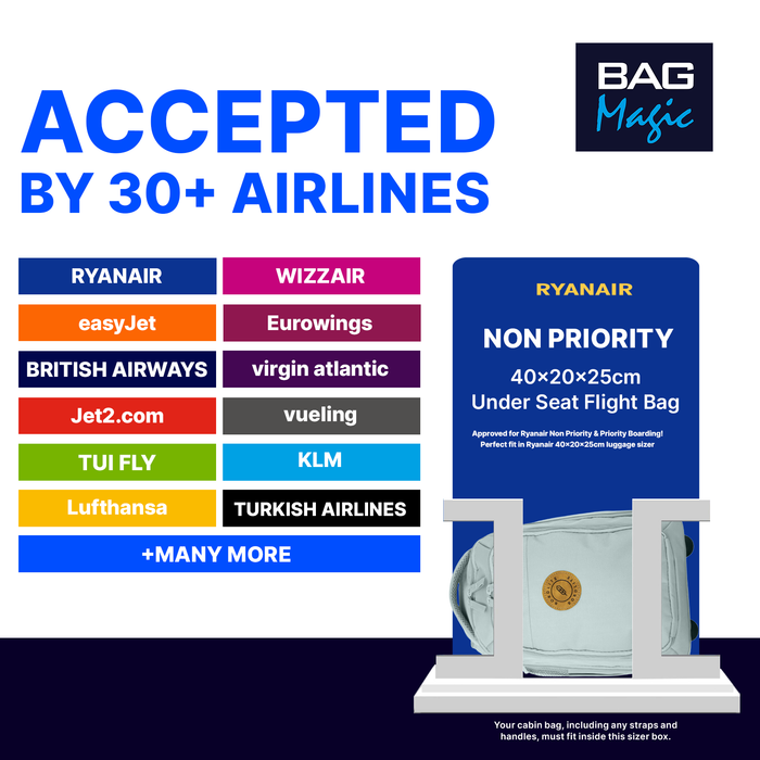 Bordlite Ryanair Cabin Approved Wheeled Backpack 40x25x20cm – 2 in 1 Wheeled Holdall + Backpack - 20L