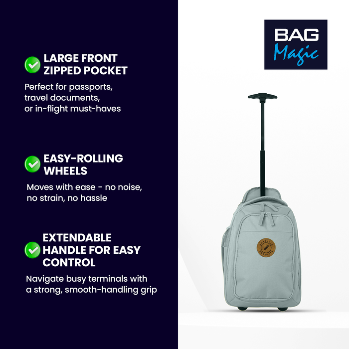 Bordlite Ryanair Cabin Approved Wheeled Backpack 40x25x20cm – 2 in 1 Wheeled Holdall + Backpack - 20L