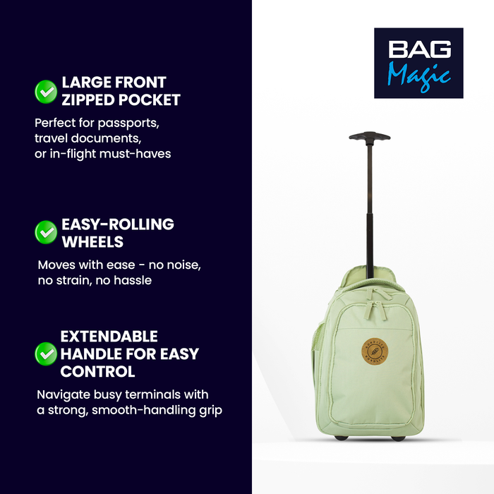 Bordlite Ryanair Cabin Approved Wheeled Backpack 40x25x20cm – 2 in 1 Wheeled Holdall + Backpack - 20L