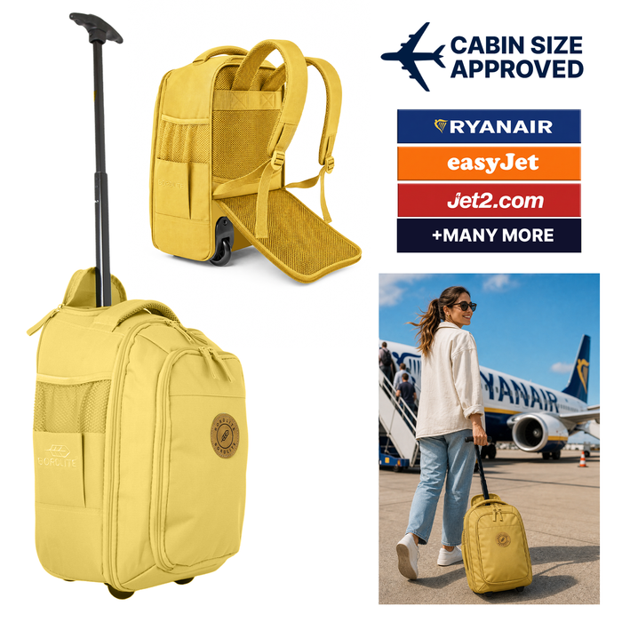 Bordlite Ryanair Cabin Approved Wheeled Backpack 40x25x20cm - 2 in 1 Wheeled Holdall + Backpack - 20L
