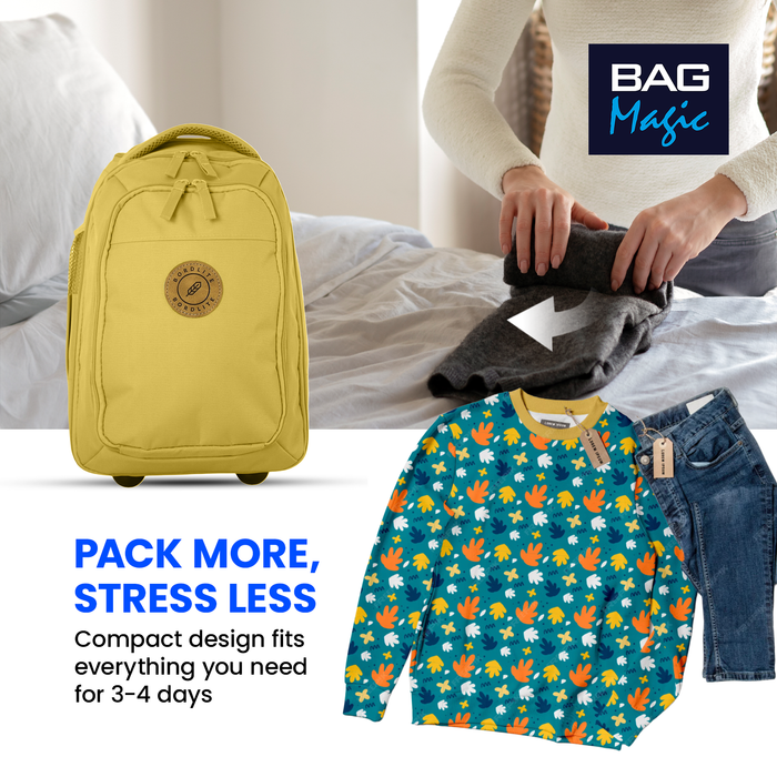 Bordlite Ryanair Cabin Approved Wheeled Backpack 40x25x20cm – 2 in 1 Wheeled Holdall + Backpack - 20L