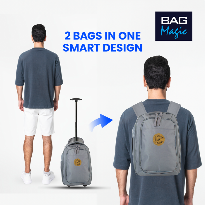 Bordlite Ryanair Cabin Approved Wheeled Backpack 40x25x20cm – 2 in 1 Wheeled Holdall + Backpack - 20L