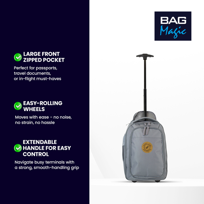 Bordlite Ryanair Cabin Approved Wheeled Backpack 40x25x20cm – 2 in 1 Wheeled Holdall + Backpack - 20L