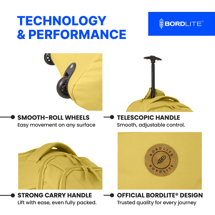Bordlite Ryanair Cabin Approved Wheeled Backpack 40x25x20cm - 2 in 1 Wheeled Holdall + Backpack - 20L