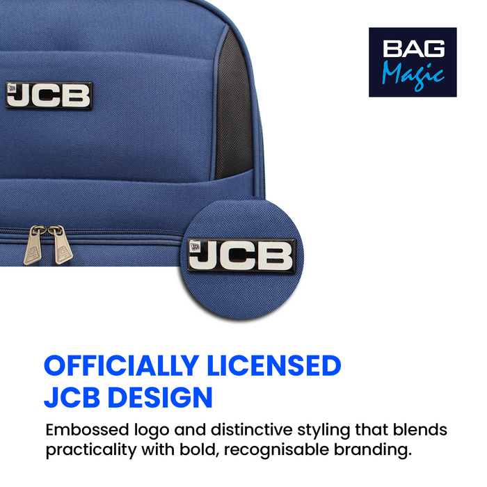 JCB Navy Lightweight Soft-Sided Durable 2-Wheel Suitcase with Telescopic Handle