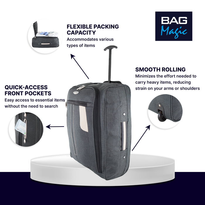 Bordlite Soft Sided Cabin Approved Overhead Suitcase - 50x20x35cm