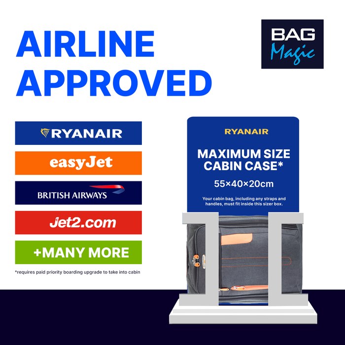Bordlite Soft Sided Cabin Approved Overhead Suitcase - 50x20x35cm