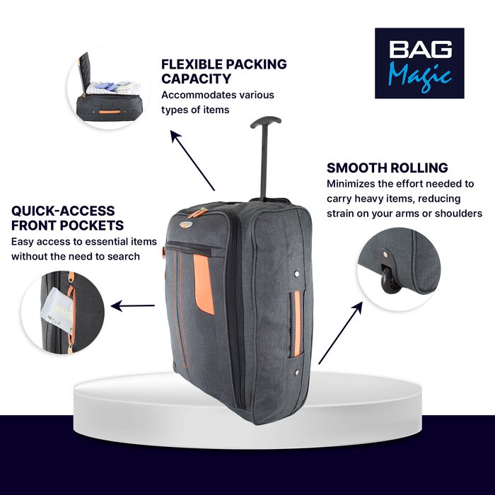 Bordlite Soft Sided Cabin Approved Overhead Suitcase - 50x20x35cm