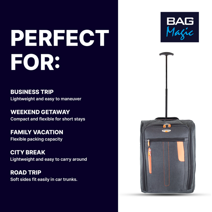 Bordlite Soft Sided Cabin Approved Overhead Suitcase - 50x20x35cm