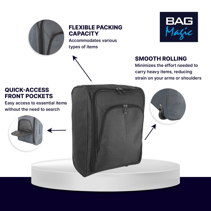 Overhead Cabin Luggage 50x35x20cm Wheeled Travel Bag – Ryanair & Airline Approved