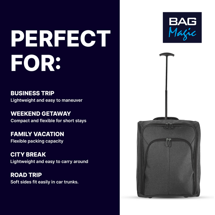 Overhead Cabin Luggage 50x35x20cm Wheeled Travel Bag – Ryanair & Airline Approved