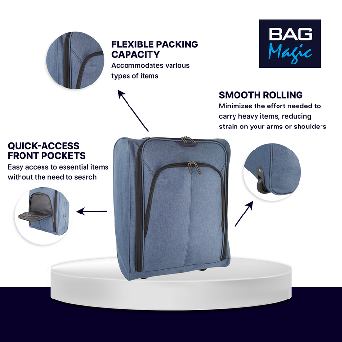 Overhead Cabin Luggage 50x35x20cm Wheeled Travel Bag – Ryanair & Airline Approved