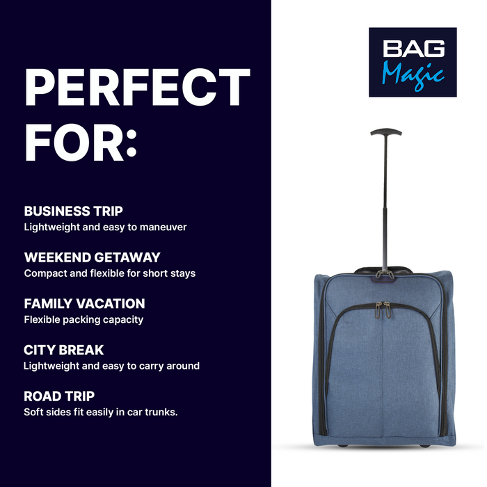 Overhead Cabin Luggage 50x35x20cm Wheeled Travel Bag – Ryanair & Airline Approved