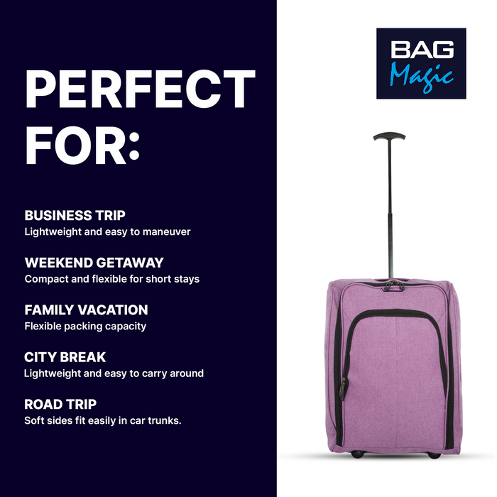 Overhead Cabin Luggage 50x35x20cm Wheeled Travel Bag – Ryanair & Airline Approved