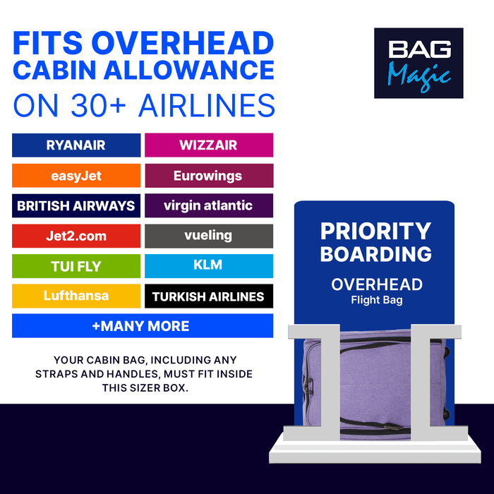 Overhead Cabin Luggage 50x35x20cm Wheeled Travel Bag – Ryanair & Airline Approved