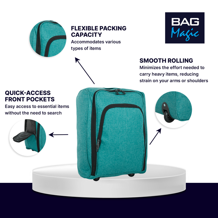 Overhead Cabin Luggage 50x35x20cm Wheeled Travel Bag – Ryanair & Airline Approved