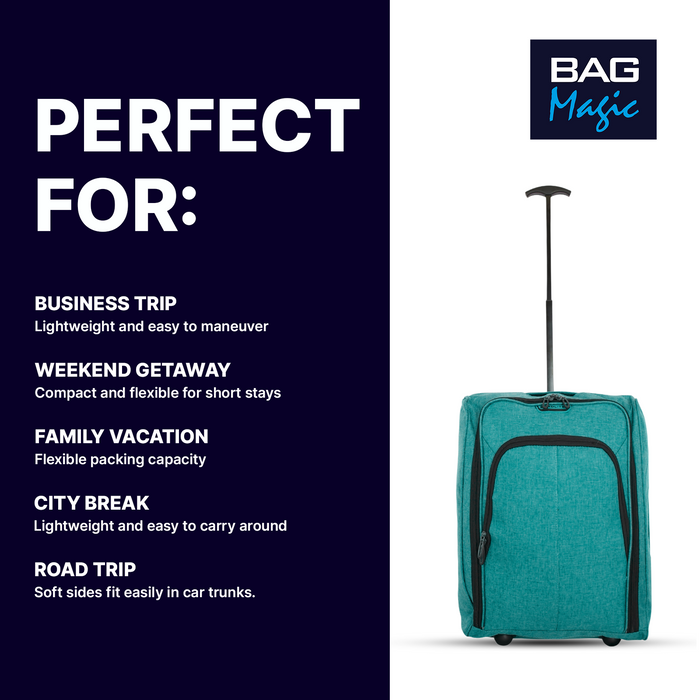 Overhead Cabin Luggage 50x35x20cm Wheeled Travel Bag – Ryanair & Airline Approved