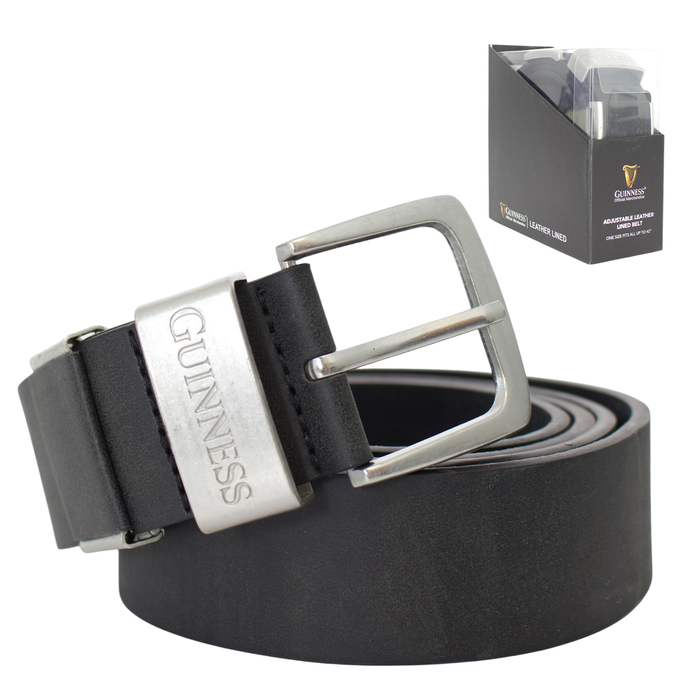 Official Guinness Adjustable Leather Lined Belt – Cut to Fit, One Size S-2XL