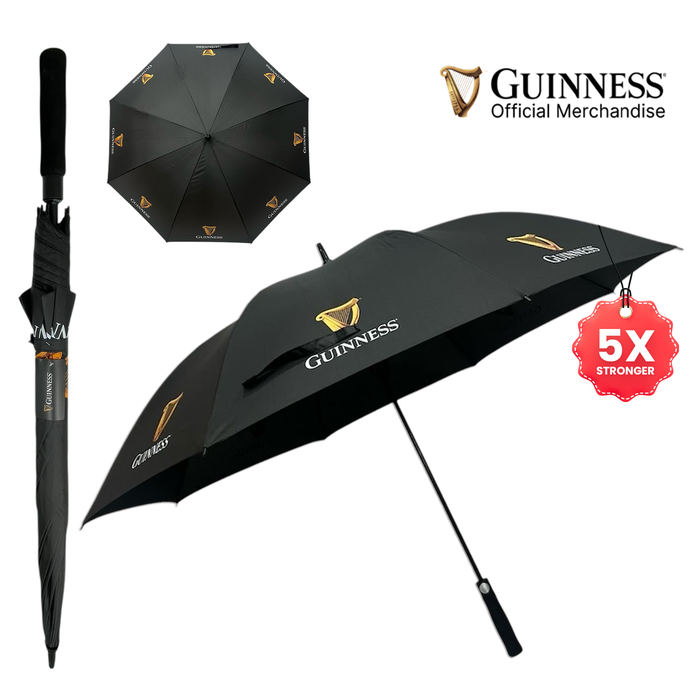 Guinness Official Golf Umbrella – 30-Inch Large Canopy, Auto-Open, 8 Reinforced Ribs, Windproof & Waterproof Stick Umbrella