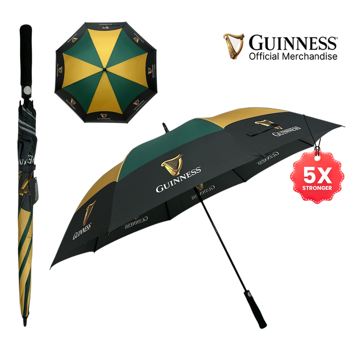 Guinness Official Golf Umbrella – 30-Inch Large Canopy, Auto-Open, 8 Reinforced Ribs, Windproof & Waterproof Stick Umbrella