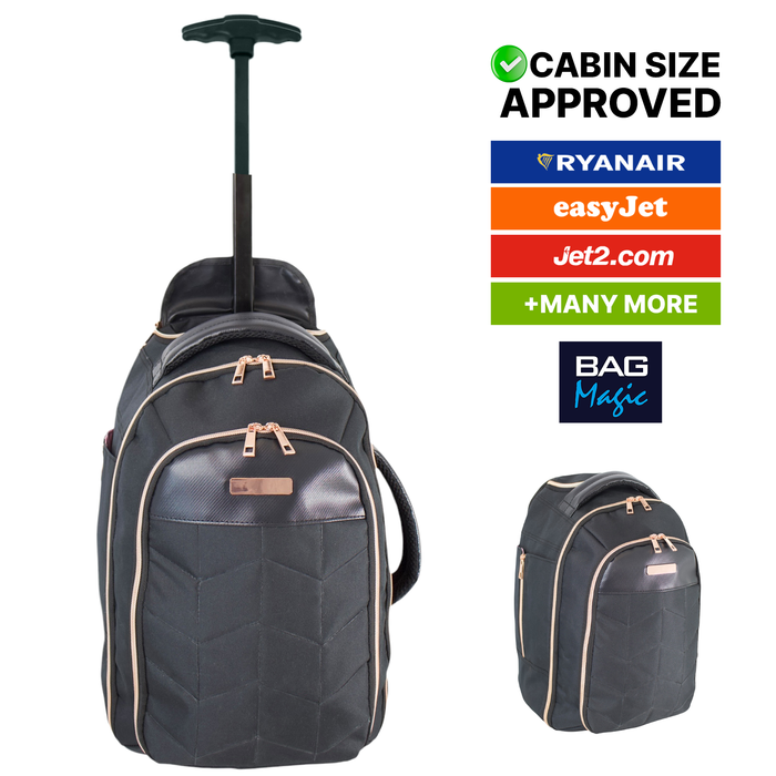 Bordlite Ryanair Cabin Approved Wheeled Backpack 40x25x20cm – 2 in 1 Wheeled Holdall + Backpack - 20L