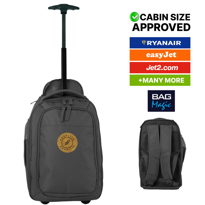 Bordlite Ryanair Cabin Approved Wheeled Backpack 40x25x20cm – 2 in 1 Wheeled Holdall + Backpack - 20L