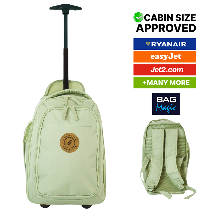 Bordlite Ryanair Cabin Approved Wheeled Backpack 40x25x20cm – 2 in 1 Wheeled Holdall + Backpack - 20L