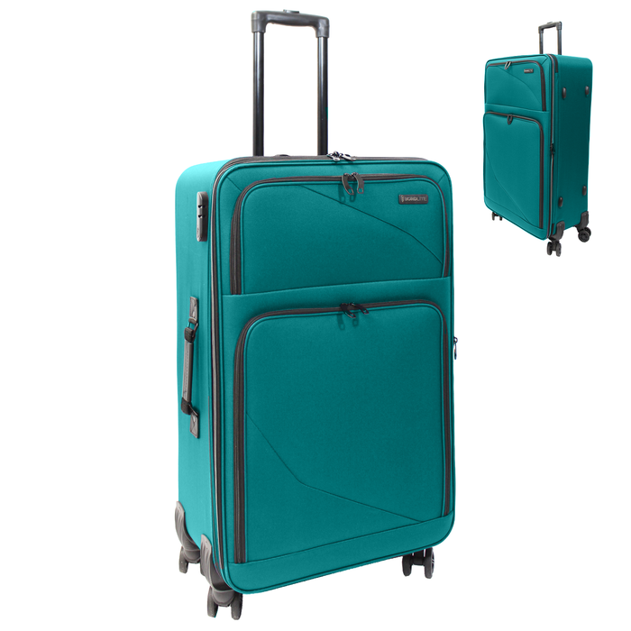 Lightweight Soft Shell Suitcase by Bordlite – 4 Spinner Wheels, Expandable with Combination Lock
