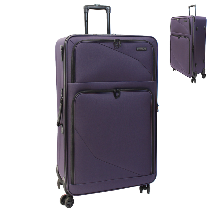 Lightweight Soft Shell Suitcase by Bordlite – 4 Spinner Wheels, Expandable with Combination Lock