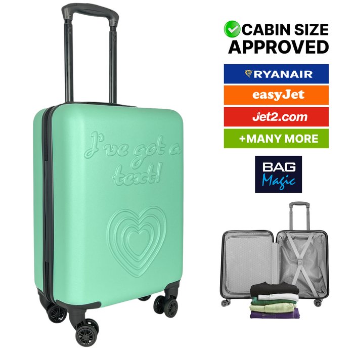 54x36x20cm Hardshell Cabin Suitcase – Lightweight ABS Hand Luggage with 8 Spinner Wheels