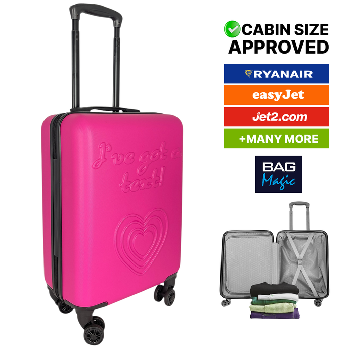 54x36x20cm Hardshell Cabin Suitcase – Lightweight ABS Hand Luggage with 8 Spinner Wheels