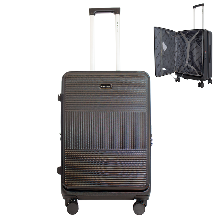 Bordlite 28" Large Suitcase – ABS Hardshell Front Opening Lightweight Luggage with 8x Spinner Wheels, Combo Lock, Telescopic Handle