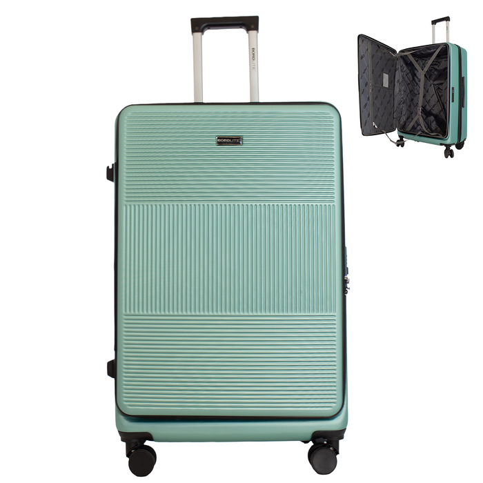 Bordlite 28" Large Suitcase – ABS Hardshell Front Opening Lightweight Luggage with 8x Spinner Wheels, Combo Lock, Telescopic Handle