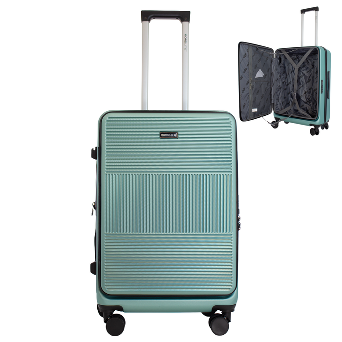 Bordlite 28" Large Suitcase – ABS Hardshell Front Opening Lightweight Luggage with 8x Spinner Wheels, Combo Lock, Telescopic Handle