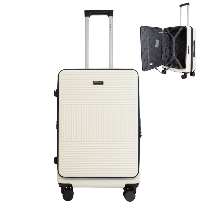 Bordlite 28" Large Suitcase – ABS Hardshell Front Opening Lightweight Luggage with 8x Spinner Wheels, Combo Lock, Telescopic Handle