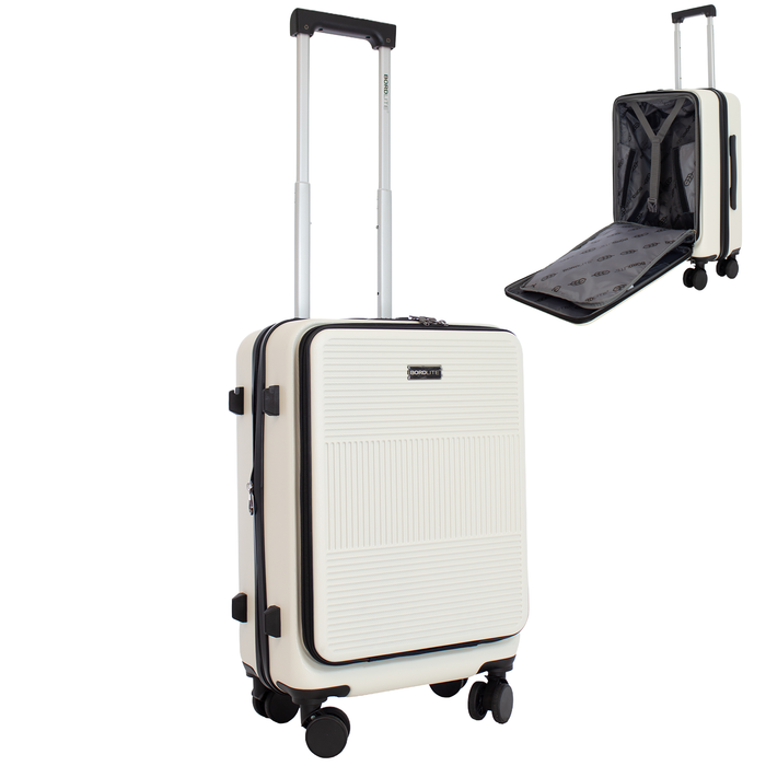 Bordlite 28" Large Suitcase – ABS Hardshell Front Opening Lightweight Luggage with 8x Spinner Wheels, Combo Lock, Telescopic Handle