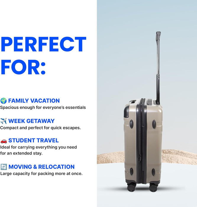 Lightweight 28-Inch ABS Large Suitcase, Hard Shell Check-in Luggage with TSA Lock, Expandable Design, 360° Spinner Wheels, 4.3kg