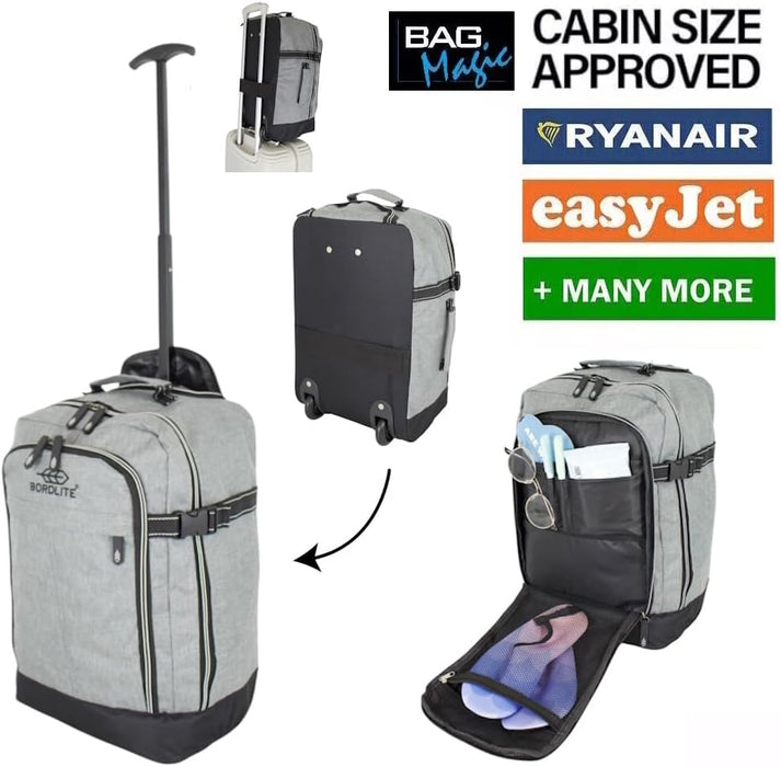 Bordlite Ryanair Approved Cabin Holdall on Wheels Twill Travel Bag with Extendable Handle