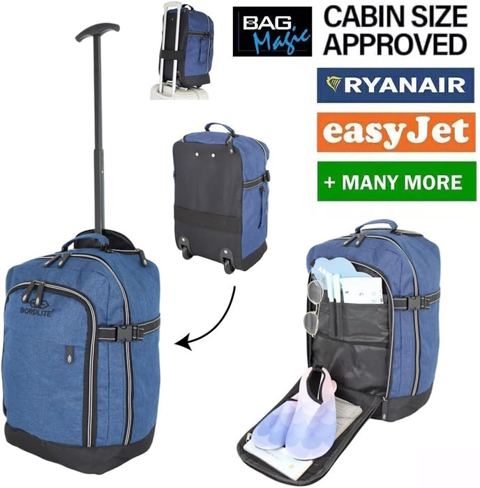 Bordlite Ryanair Approved Cabin Holdall on Wheels Twill Travel Bag with Extendable Handle