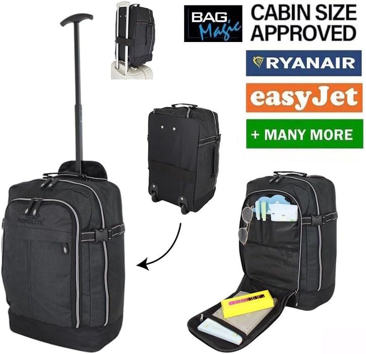 Bordlite Ryanair Approved Cabin Holdall on Wheels Twill Travel Bag with Extendable Handle