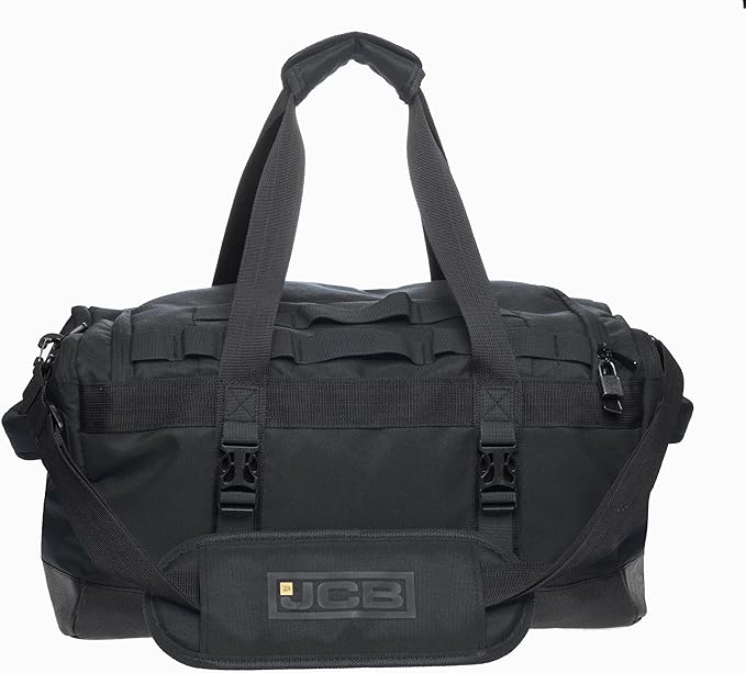 JCB Holdall Duffle Bag with Water-Resistant Base & Adjustable Strap for Gym, Travel & Overnight Use -Small, Large Sizes
