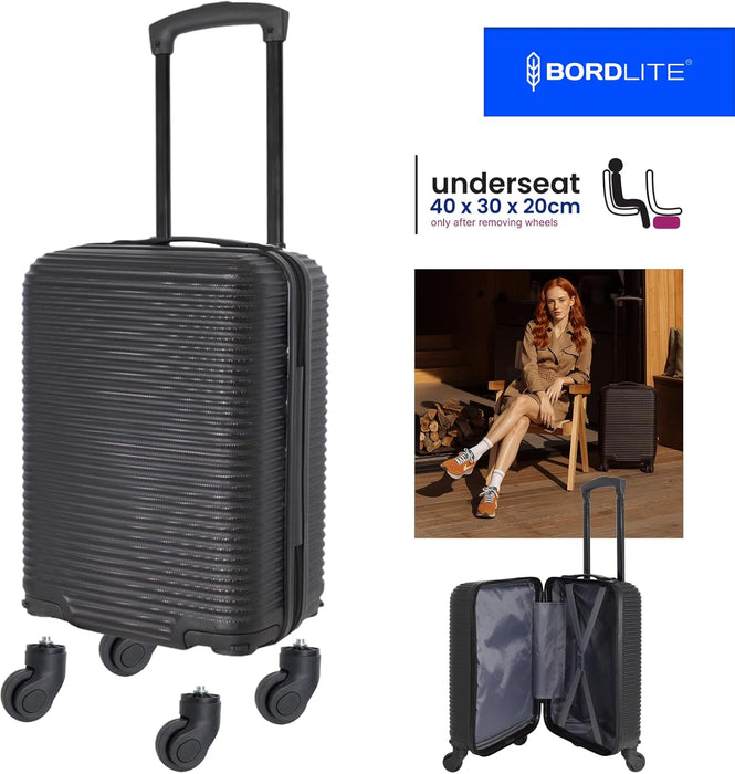 Bordlite Ryanair 40x30x20cm Underseat Carry On Suitcase with Removable Wheels | Extra Packing Space & Cabin Size Fit | Lightweight Luggage