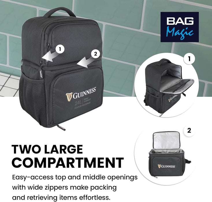 Official Guinness 24L Cooler Backpack For Travel, Camping, BBQs, Picnics & Beach Trips