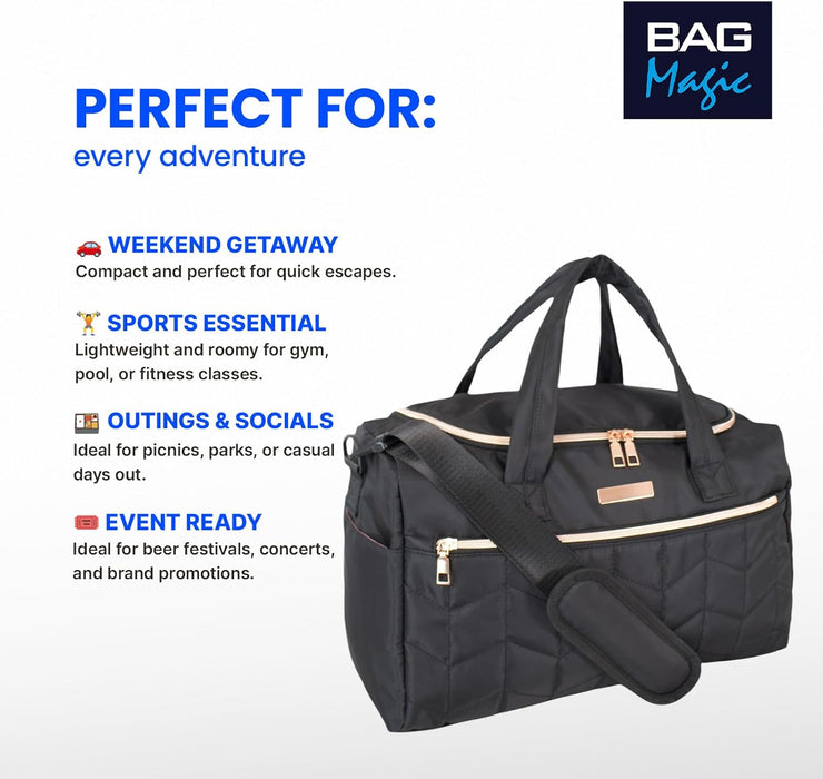 Bordlite Ryanair Cabin Bag 40x20x25cm Underseat Holdall – Airline Approved Hand Luggage for Ryanair, easyJet & Jet2 | Lightweight Travel Bag with Shoulder Strap, Trolley Sleeve & Pockets – Black