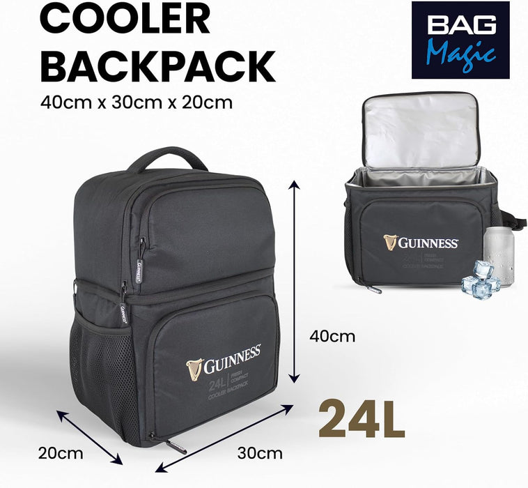 Official Guinness 24L Cooler Backpack For Travel, Camping, BBQs, Picnics & Beach Trips
