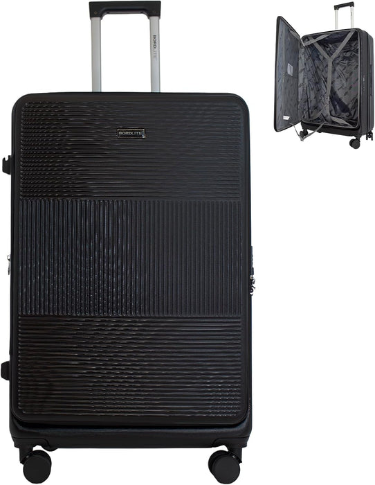 Bordlite 28" Large Suitcase – ABS Hardshell Front Opening Lightweight Luggage with 8x Spinner Wheels, Combo Lock, Telescopic Handle