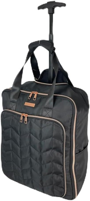 EasyJet Underseat Cabin Bag 45x36x20cm – Wheeled Carry On Holdall with Trolley Handle – Lightweight Soft Shell Luggage – Fits EasyJet Free Bag Allowance – Black/Rose Gold